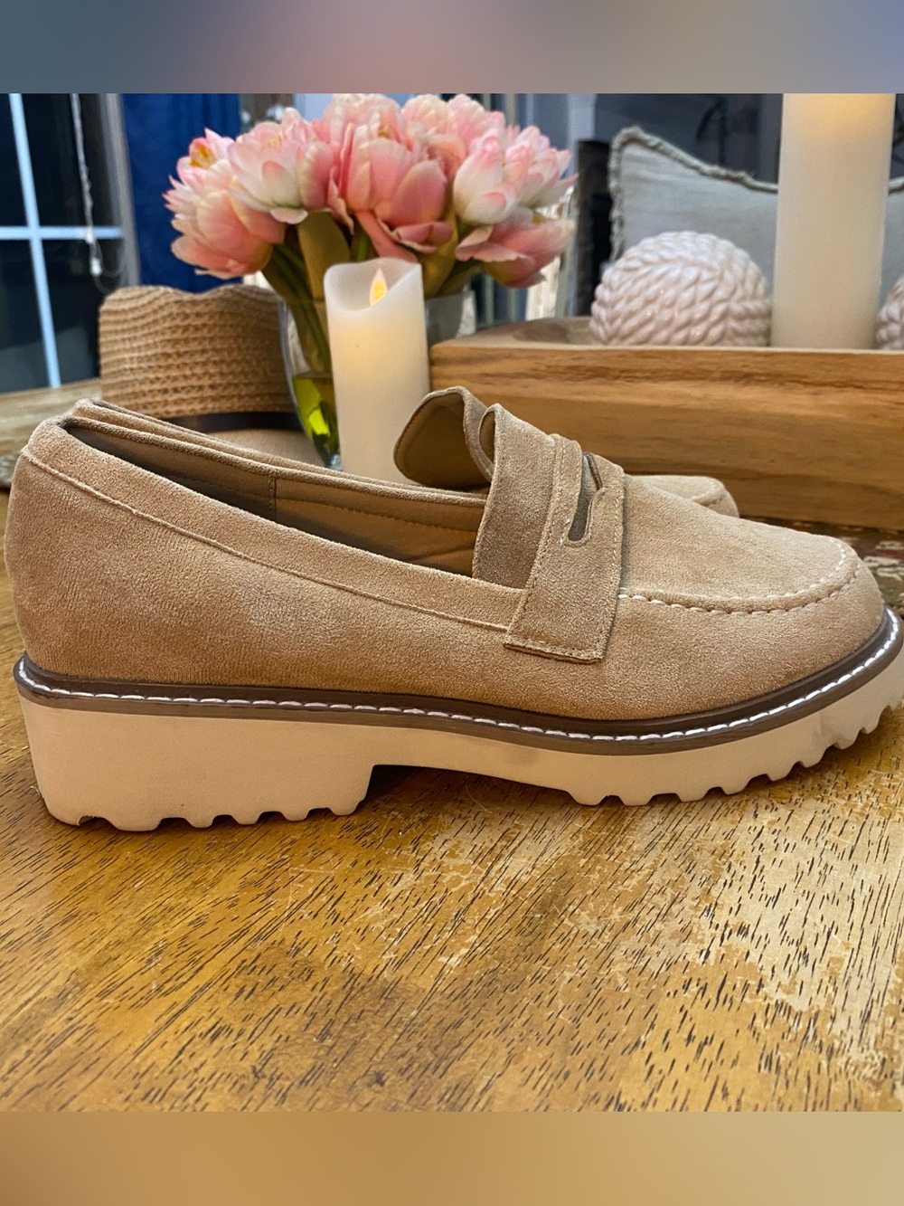 Hey Girl by Corkys "Inspo" Suede Platform Penny Loafers size 8